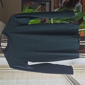 Zella Green Black Space Dye Moisture-Wicking Long Sleeve Base Layer Top S